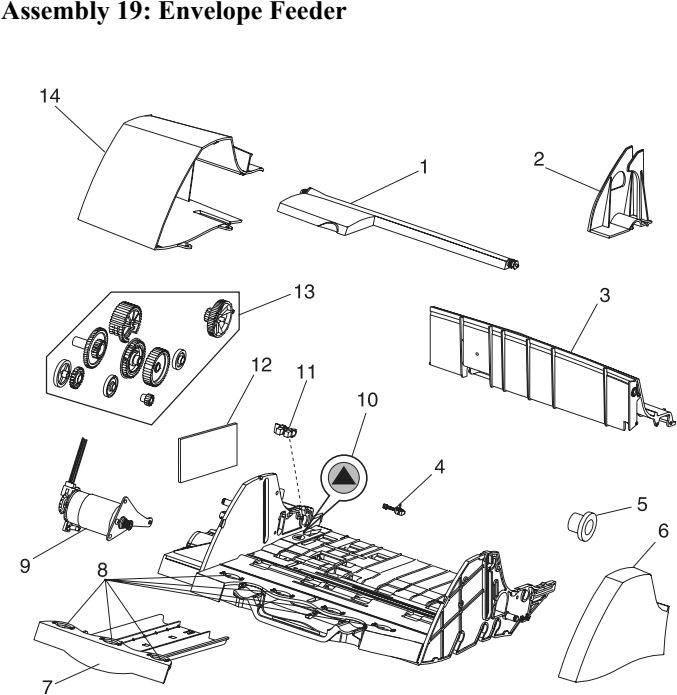 Assembly 19: Envelope Feeder parts diagram - IBM Infoprint 1130 & 1130n (4530) Parts