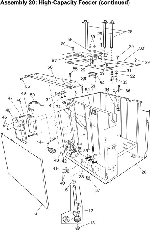 Assembly 20: High-Capacity Feeder (continued) parts diagram - IBM Infoprint 1130 & 1130n (4530) Parts
