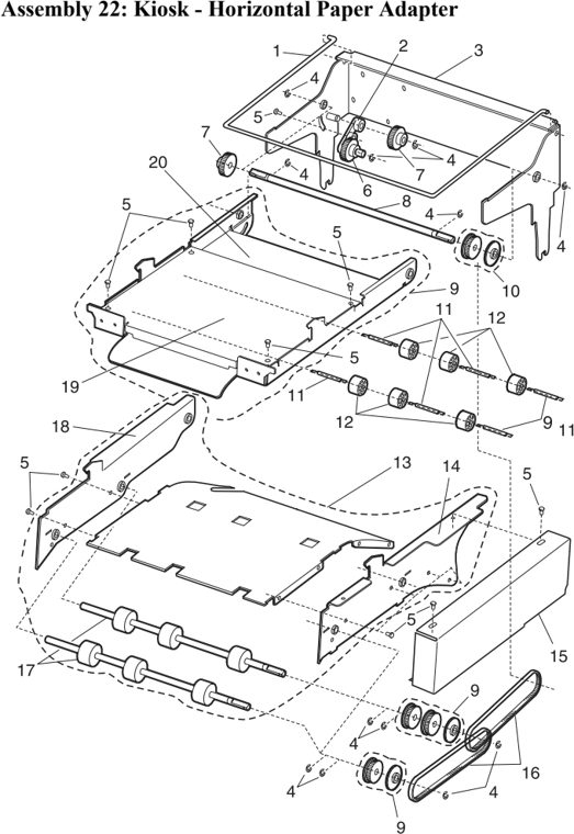 Assembly 22: Kiosk - Horizontal Paper Adapter parts diagram - IBM Infoprint 1130 & 1130n (4530) Parts