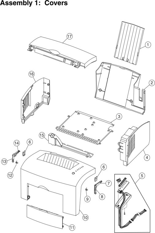 Assembly 1: Covers parts diagram - IBM Infoprint 1116 (4516) Parts