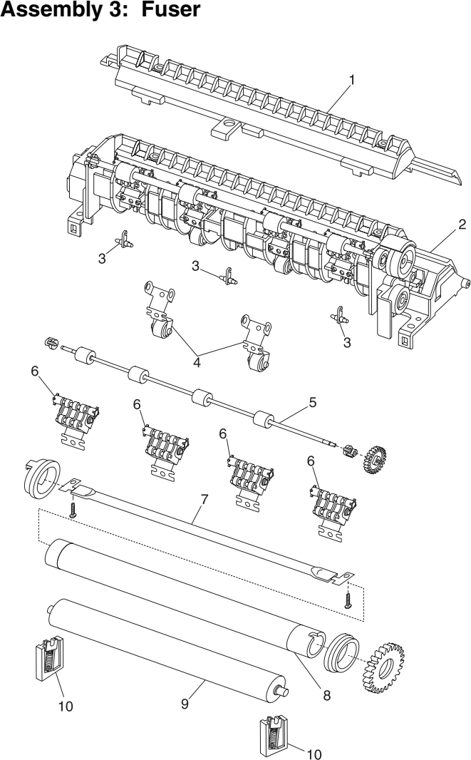 Assembly 3: Fuser parts diagram - IBM Infoprint 1116 (4516) Parts