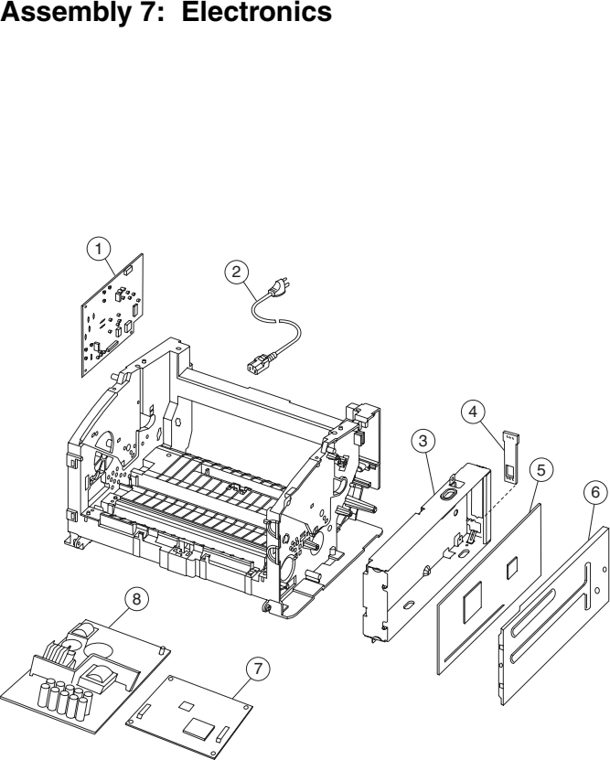 Assembly 7: Electronics parts diagram - IBM Infoprint 1116 (4516) Parts