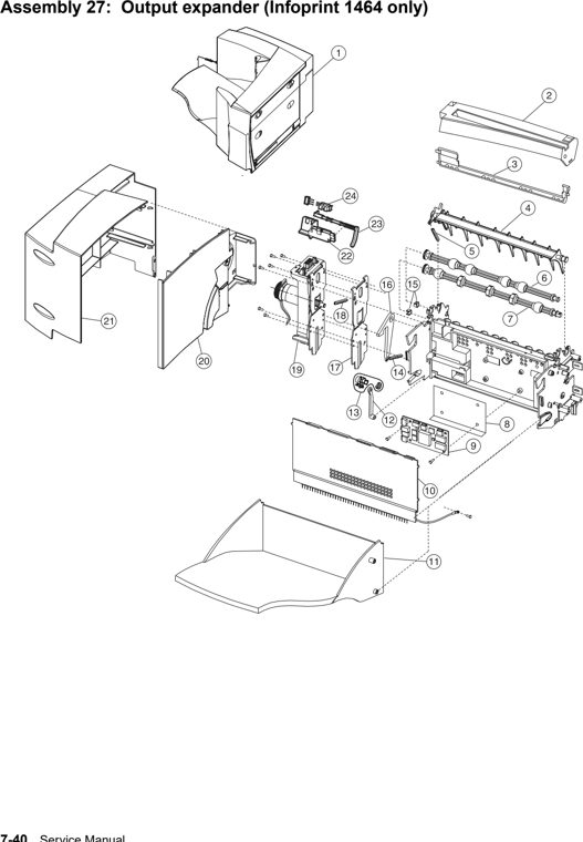 Assembly 27: Output expander (Infoprint 1464 only) parts diagram - IBM Infoprint 1454 & 1464 (4924) Parts