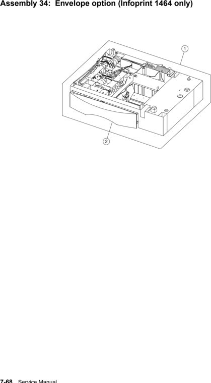 Assembly 34: Envelope option (Infoprint 1464 only) parts diagram - IBM Infoprint 1454 & 1464 (4924) Parts