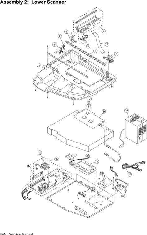Assembly 2: Lower Scanner parts diagram - IBM Infoprint M30 4885-001 Parts