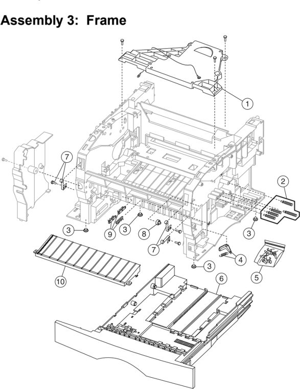 Assembly 3: Frame parts diagram - IBM Infoprint 1422 (4523) Parts