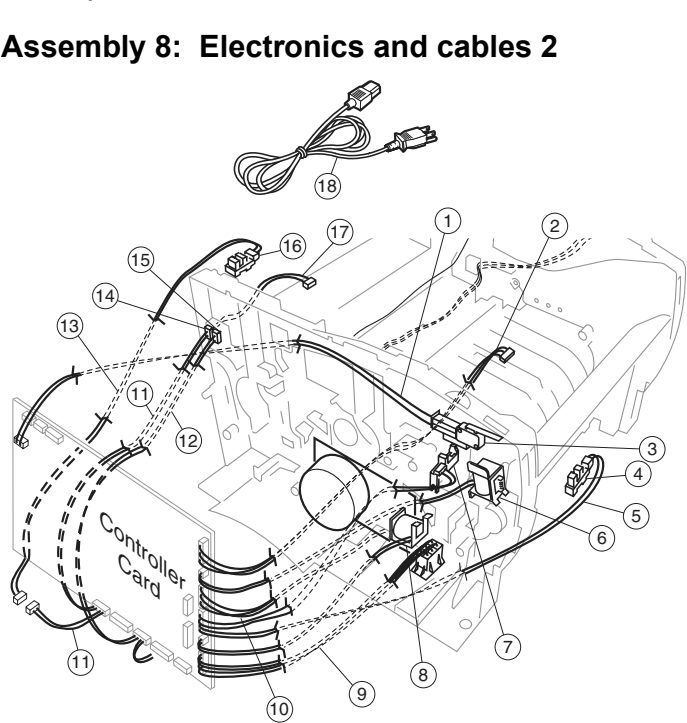 Assembly 8: Electronics and cables 2 parts diagram - IBM Infoprint 1422 (4523) Parts