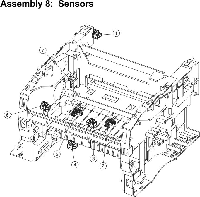 Assembly 8: Sensors and Locations parts diagram - IBM Infoprint 1222 (4922) Parts