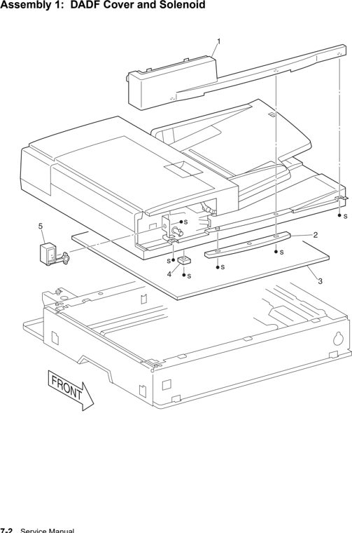 Assembly 1: DADF Cover and Solenoid parts diagram - IBM Infoprint M35 4890-001 Parts