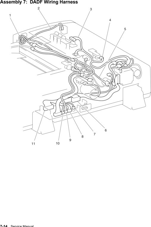 Assembly 7: DADF Wiring Harness parts diagram - IBM Infoprint M35 4890-001 Parts