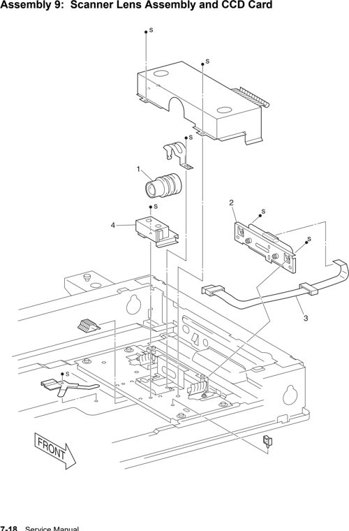 Assembly 9: Scanner Lens Assembly and CCD Card parts diagram - IBM Infoprint M35 4890-001 Parts