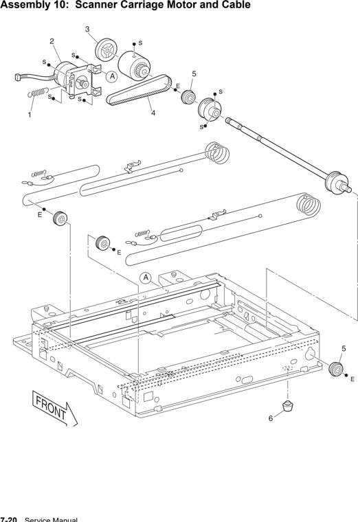 Assembly 10: Scanner Carriage Motor and Cable parts diagram - IBM Infoprint M35 4890-001 Parts