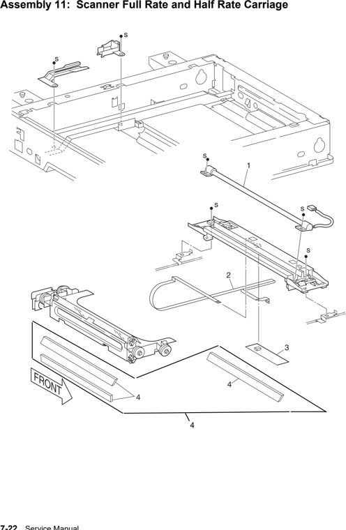 Assembly 11: Scanner Full Rate and Half Rate Carriage parts diagram - IBM Infoprint M35 4890-001 Parts