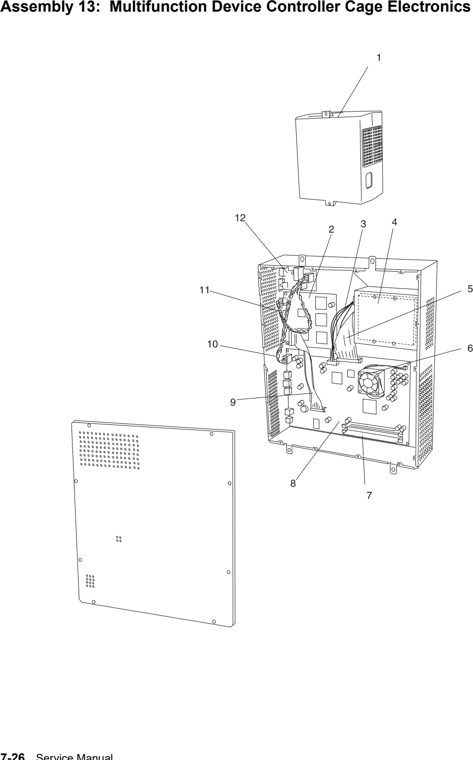 Assembly 13: Multifunction Device Controller Cage Electronics parts diagram - IBM Infoprint M35 4890-001 Parts