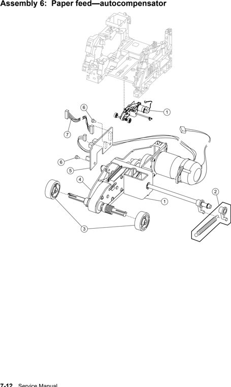 Assembly 6: Paper feed—autocompensator parts diagram - IBM Infoprint 1532, 1552, 1572 (4536 4537 4538) Parts