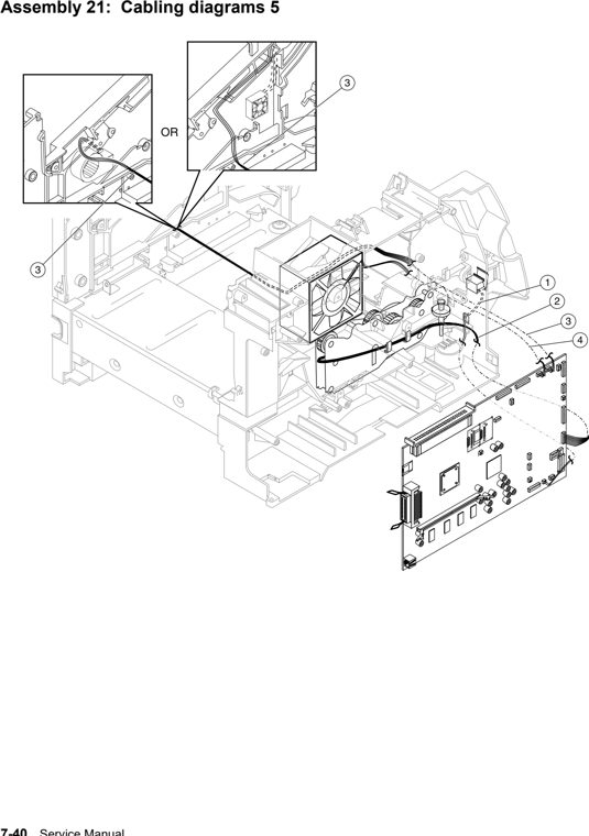 Assembly 21: Cabling diagrams 5 parts diagram - IBM Infoprint 1532, 1552, 1572 (4536 4537 4538) Parts