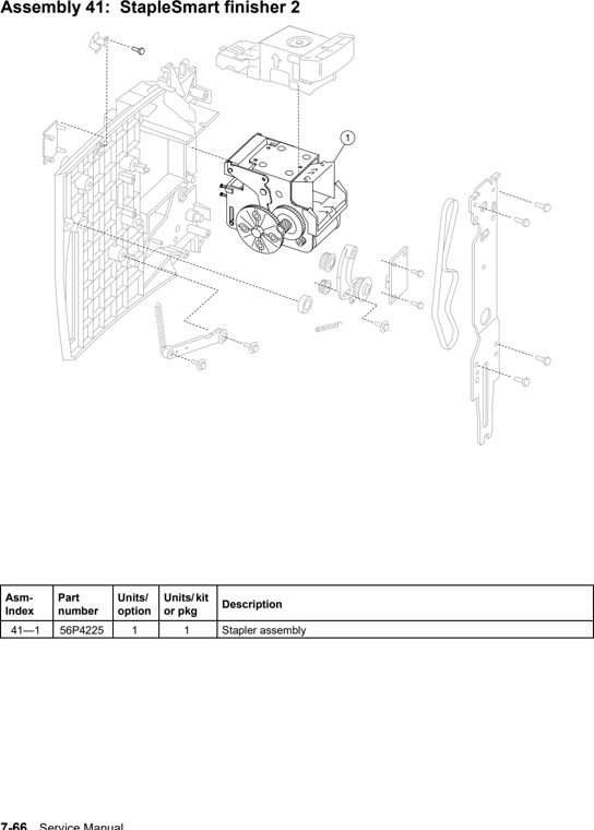 Assembly 41: StapleSmart finisher 2 parts diagram - IBM Infoprint 1532, 1552, 1572 (4536 4537 4538) Parts