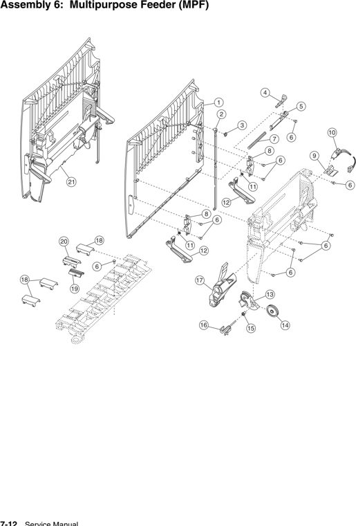 Assembly 6: Multipurpose Feeder (MPF) parts diagram - IBM Infoprint 1220 (4920) Parts