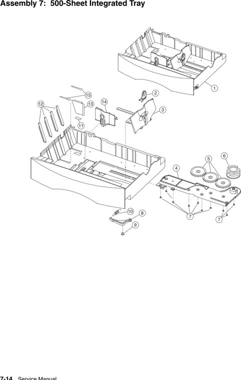Assembly 7: 500-Sheet Integrated Tray parts diagram - IBM Infoprint 1220 (4920) Parts