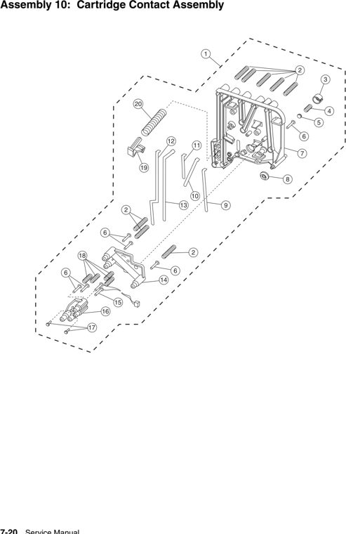 Assembly 10: Cartridge Contact Assembly parts diagram - IBM Infoprint 1220 (4920) Parts