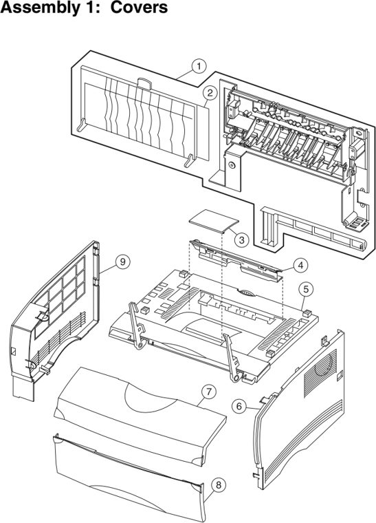 Assembly 1: Covers parts diagram - IBM Infoprint 1410 (4541) MFP Parts