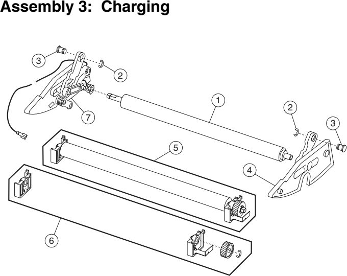 Assembly 3: Charging parts diagram - IBM Infoprint 1410 (4541) MFP Parts