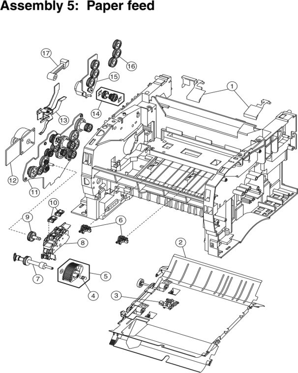 Assembly 5: Paper feed parts diagram - IBM Infoprint 1410 (4541) MFP Parts