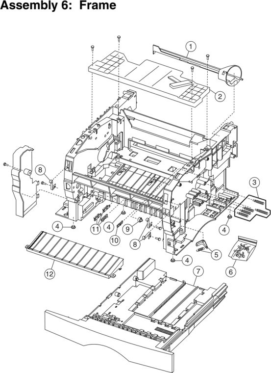 Assembly 6: Frame parts diagram - IBM Infoprint 1410 (4541) MFP Parts