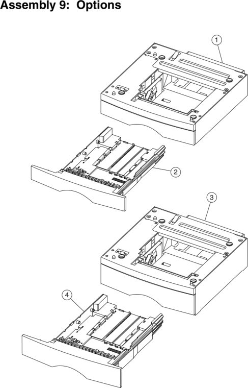 Assembly 9: Options parts diagram - IBM Infoprint 1410 (4541) MFP Parts