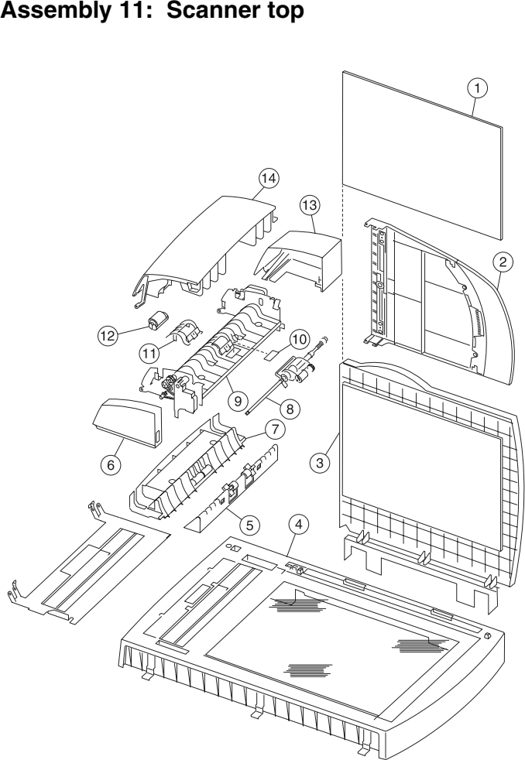 Assembly 11: Scanner top parts diagram - IBM Infoprint 1410 (4541) MFP Parts