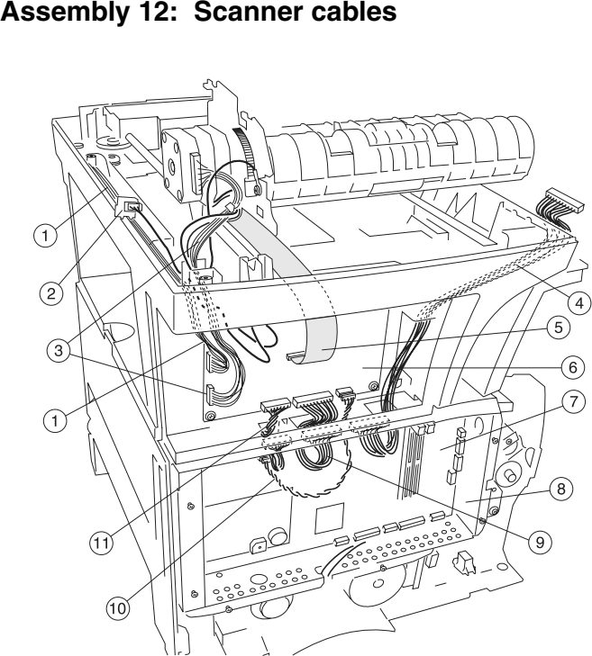Assembly 12: Scanner cables parts diagram - IBM Infoprint 1410 (4541) MFP Parts
