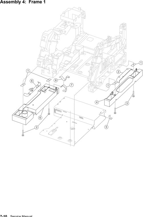 Assembly 4: Frame 1 parts diagram - IBM Infoprint 1570 MFP (4542) Parts