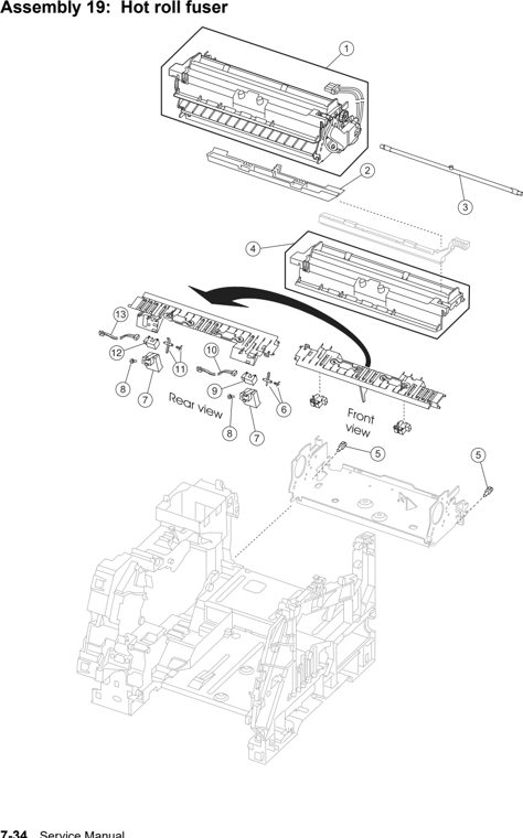 Assembly 19: Hot roll fuser parts diagram - IBM Infoprint 1570 MFP (4542) Parts
