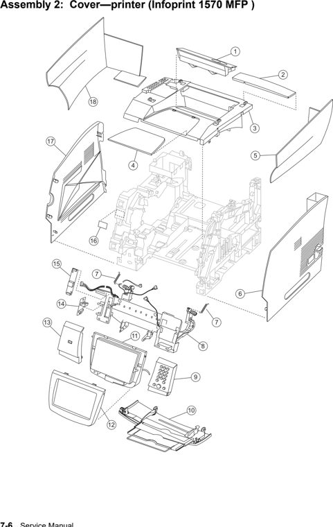 Assembly 2: Covers—printer (Infoprint 1570 MFP ) parts diagram - IBM Infoprint 1650 MFP (4544) Parts