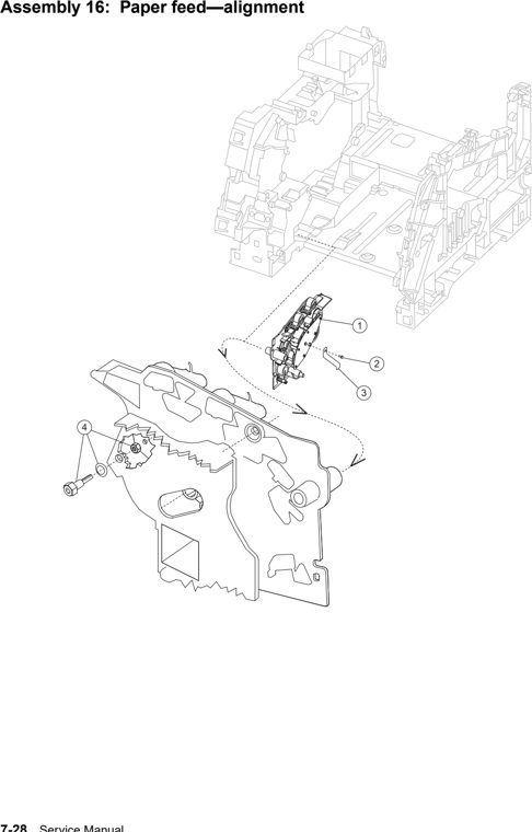 Assembly 16: Paper feed—alignment parts diagram - IBM Infoprint 1650 MFP (4544) Parts