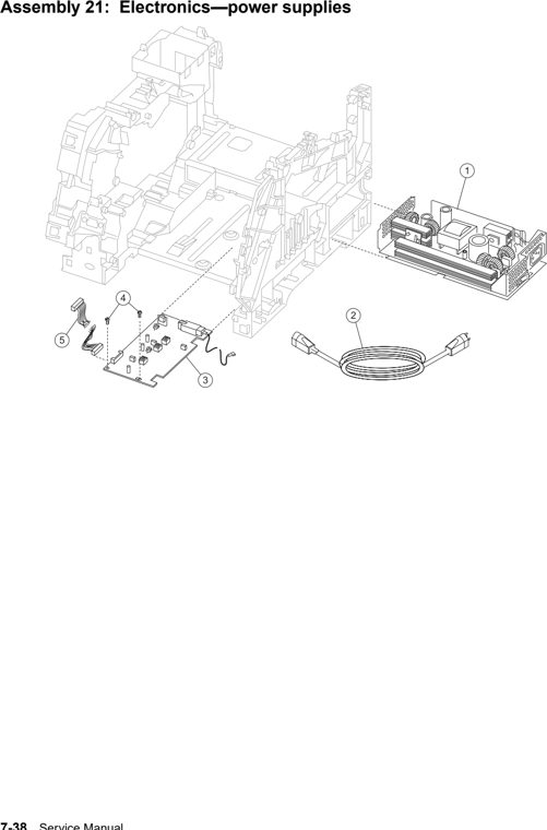 Assembly 21: Electronics—power supplies parts diagram - IBM Infoprint 1650 MFP (4544) Parts
