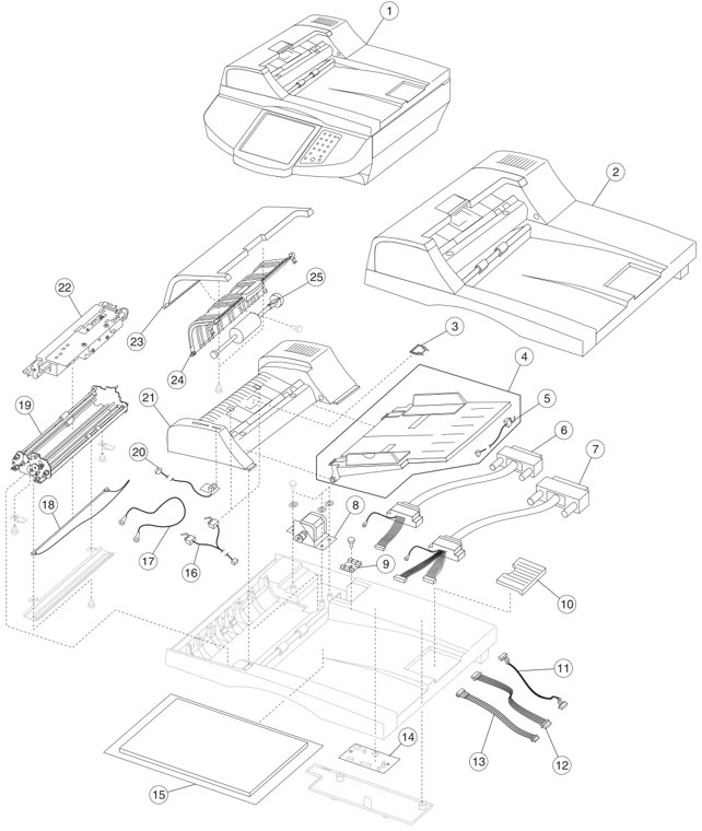 Assembly 1: ADF assembly parts diagram - IBM Infoprint M40 4896 Parts