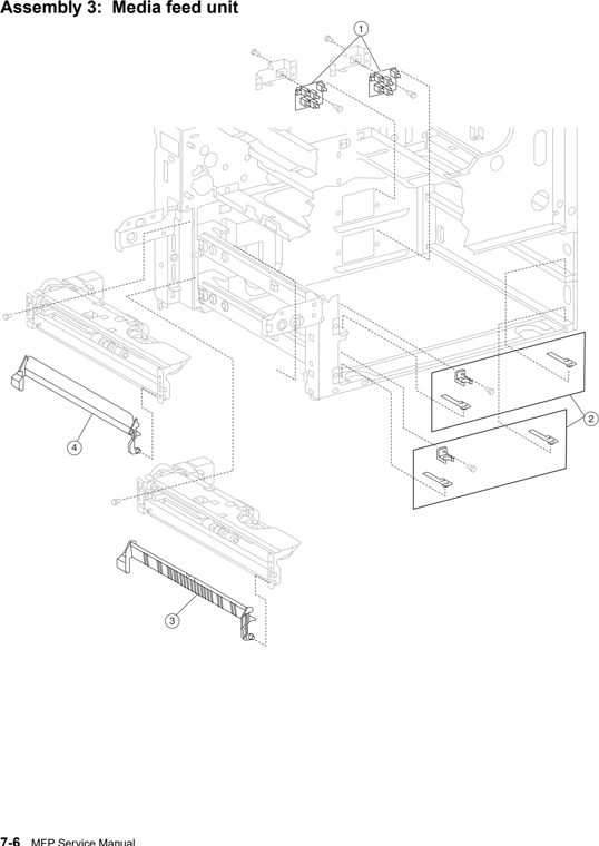 Assembly 3: Media feed unit parts diagram - IBM Infoprint 1540 1560 1580 (4543) Parts