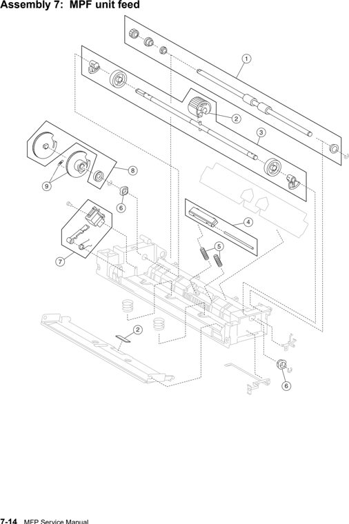 Assembly 7: MPF unit feed parts diagram - IBM Infoprint 1540 1560 1580 (4543) Parts