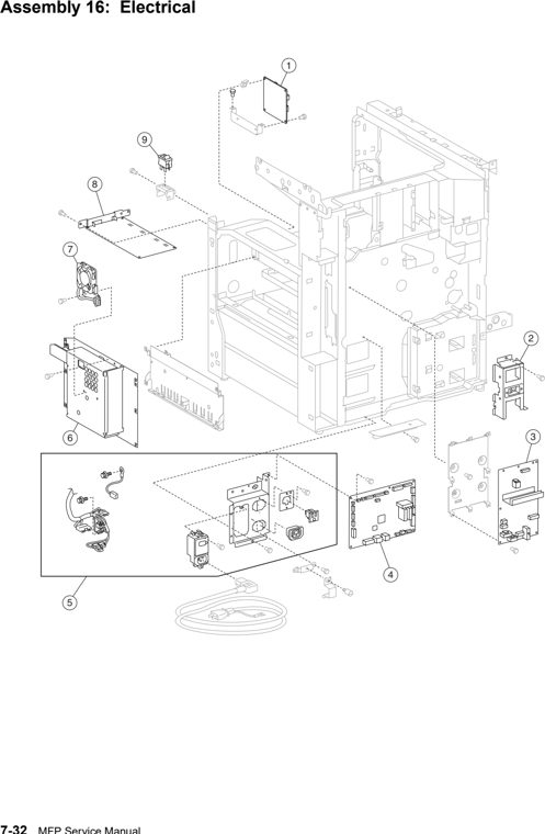 Assembly 16: Electrical parts diagram - IBM Infoprint 1540 1560 1580 (4543) Parts