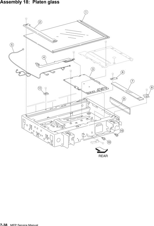 Assembly 18: Platen glass parts diagram - IBM Infoprint 1540 1560 1580 (4543) Parts