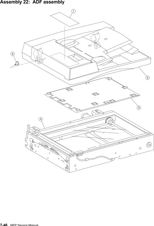 Assembly 22: ADF assembly parts diagram - IBM Infoprint 1540 1560 1580 (4543) Parts