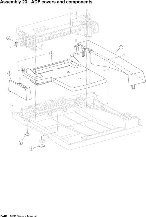 Assembly 23: ADF covers and components parts diagram - IBM Infoprint 1540 1560 1580 (4543) Parts