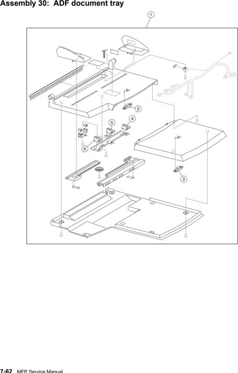 Assembly 30: ADF document tray parts diagram - IBM Infoprint 1540 1560 1580 (4543) Parts
