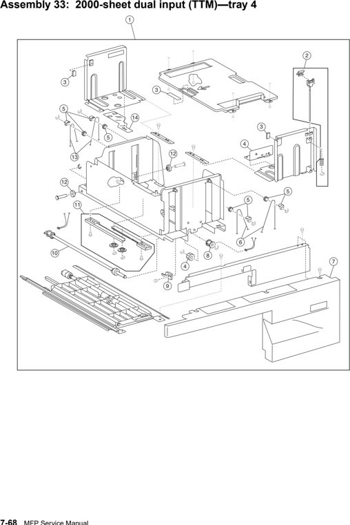 Assembly 33: 2000-sheet dual input (TTM)—tray 4 parts diagram - IBM Infoprint 1540 1560 1580 (4543) Parts