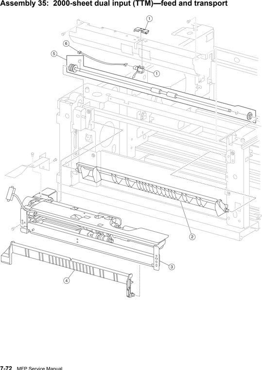 Assembly 35: 2000-sheet dual input (TTM)—feed and transport parts diagram - IBM Infoprint 1540 1560 1580 (4543) Parts