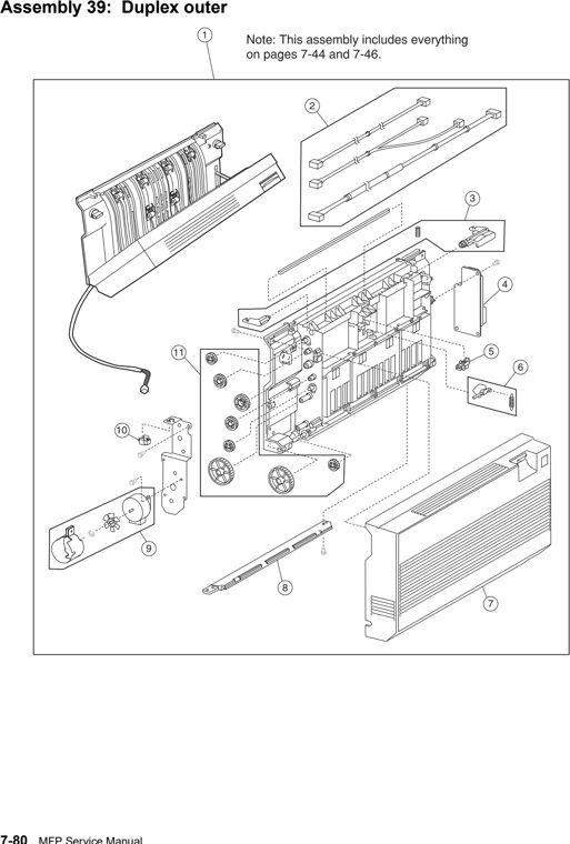 Assembly 39: Duplex outer parts diagram - IBM Infoprint 1540 1560 1580 (4543) Parts