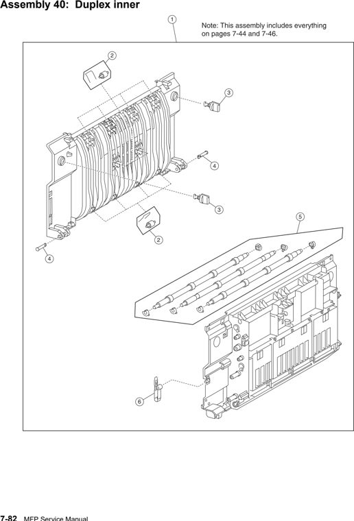 Assembly 40: Duplex inner parts diagram - IBM Infoprint 1540 1560 1580 (4543) Parts
