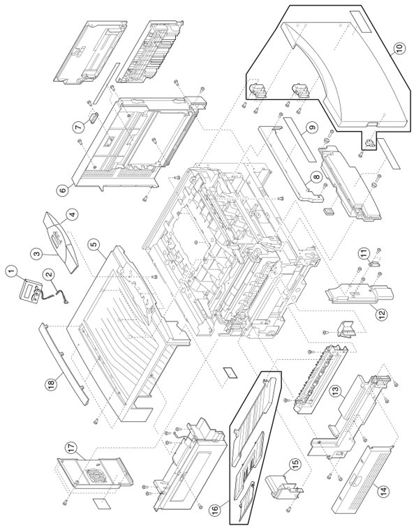 Assembly 1: Covers 1 parts diagram - IBM Infoprint 1228 (4928) Parts