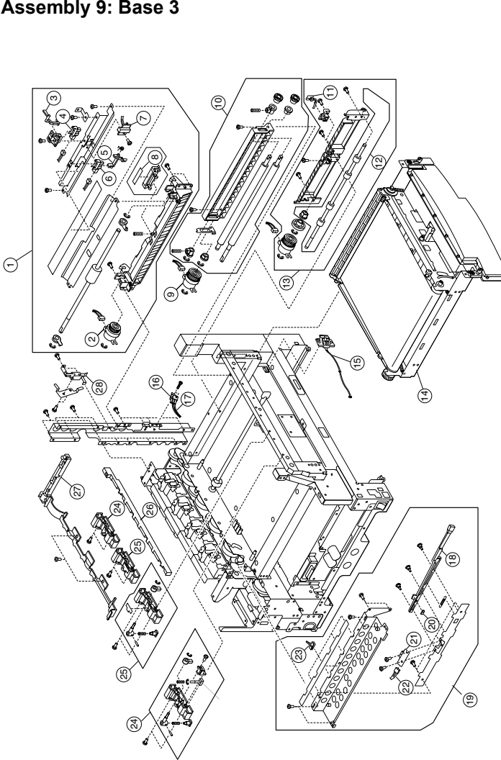 Assembly 9: Base 3 parts diagram - IBM Infoprint 1228 (4928) Parts